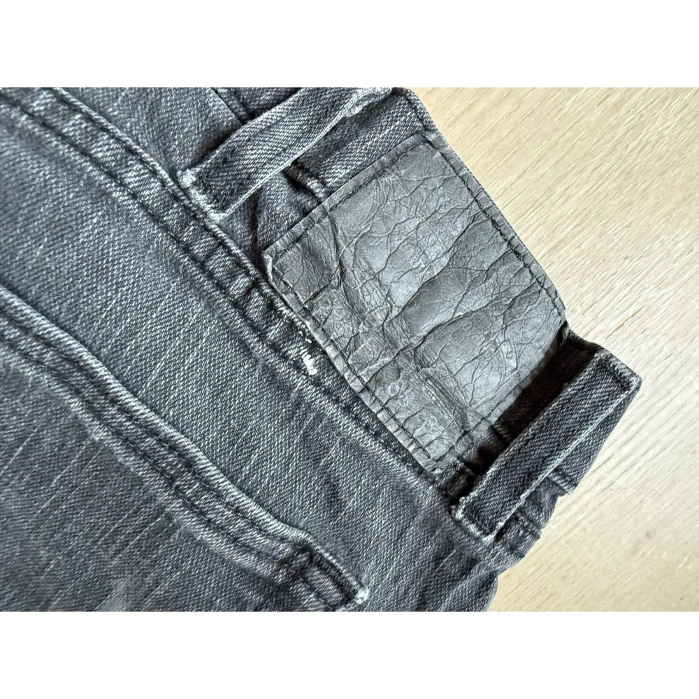 Levis Mens Faded Black Straight Leg Denim Jeans Paint Splatter Distressed 34x31